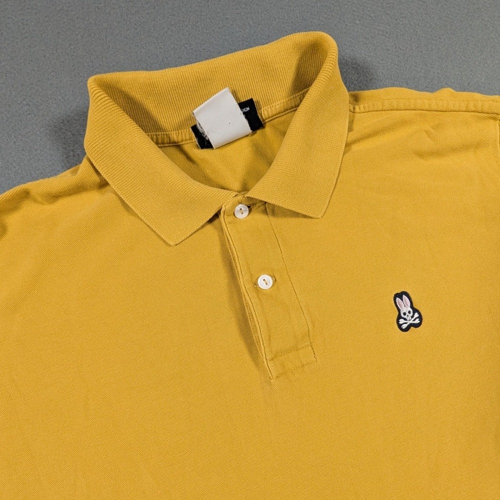 Psycho Bunny Polo Shirt Mens 7 XL Yellow Short Sleeve Pima Cotton Logo
